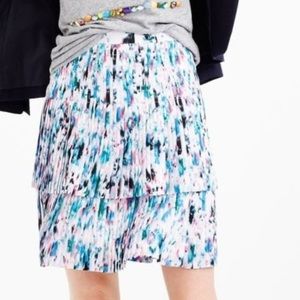 NWOT Jcrew Watercolor Pleaded Skirt